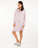 Belabumbum Lounge Chic Nightshirt Maternity & Nursing Button Down in color Pink Marl and shape sleepshirt