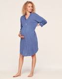 Belabumbum Lounge Chic Nightshirt Maternity & Nursing Button Down in color Chambray Marl and shape sleepshirt