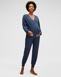 Belabumbum Surplice Sweatshirt Maternity & Nursing in color Indigo and shape sweatshirt