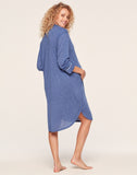 Belabumbum Lounge Chic Nightshirt Maternity & Nursing Button Down in color Chambray Marl and shape sleepshirt