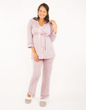 Belabumbum Lounge Chic PJ & Robe Set Nursing PJ & robe set in color Pink Marl and shape pj