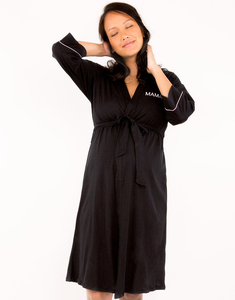 Belabumbum MAMA Robe Maternity & Nursing in color Jet Black and shape robe