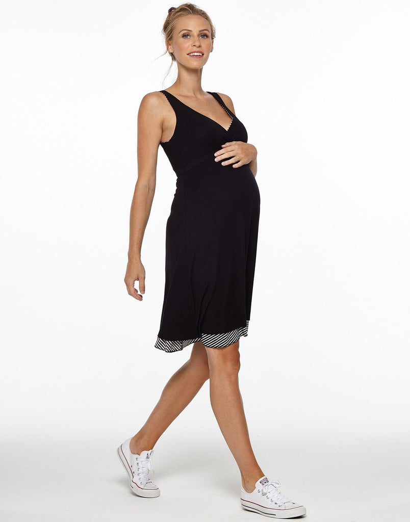 Belabumbum Reversible Dress in color Black Stripe and shape dress