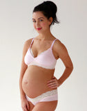 Belabumbum Lotus Nursing Bra Maternity & Nursing Bra in color Pink/Pearl and shape bralette