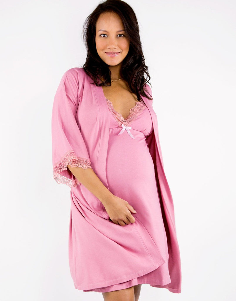 Belabumbum Cara Robe Maternity & Nursing in color Dusty Rose and shape robe