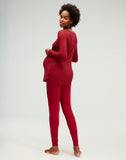 Belabumbum Cozy Henley Lounge Set Maternity & Nursing PJ in color Rio Red and shape pj