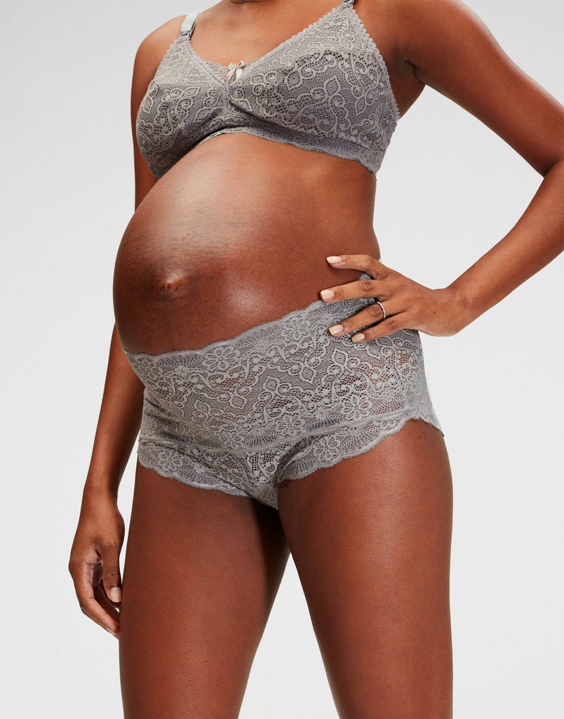 Belabumbum Tallulah Lace Maternity & Nursing Bra in color Pewter and shape bralette