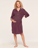 Belabumbum Lounge Chic Nightshirt Maternity & Nursing Button Down in color Antique Rose and shape sleepshirt