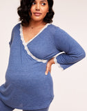 Belabumbum Lacey PJ Set Maternity & Nursing in color Chambray Marl and shape pj
