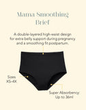 Belabumbum Mama Smoothing Brief Maternity & Postpartum Absorbent Panty in color Jet Black and shape high waisted