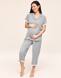 Belabumbum Ashley Capri PJ Maternity & Nursing Set in color Gray/White Stripe and shape pj