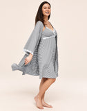 Belabumbum Ashley Robe Maternity & Nursing Kimono in color Gray/White Stripe and shape robe