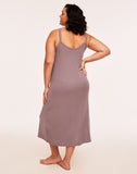 Belabumbum Anytime Strappy Dress Eco Modal Knit in color Woodrose and shape slip