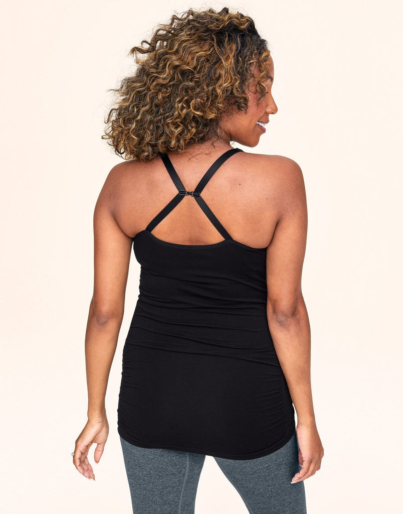 Belabumbum Essential Bamboo Nursing Cami Eco Friendly Maternity Top in color Black and shape tank