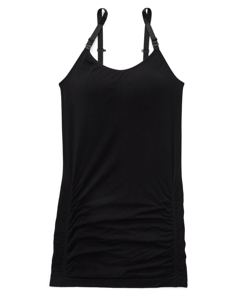 Active Basic Women's Long Cami w/Built in Bra Adjustable Strap - 2 Pack -  Black, Teal, Large