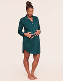 Belabumbum Lounge Chic Nightshirt Maternity & Nursing Button Down in color Pine and shape sleepshirt