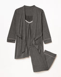 Belabumbum Lounge Chic PJ & Robe Set Nursing PJ & robe set in color Dark Gray Marl and shape pj