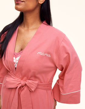 Belabumbum MAMA Robe Maternity & Nursing in color Peach Blossom and shape robe