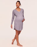 Belabumbum Cozy Henley Sleepshirt Maternity & Nursing in color Plum Marl and shape sleepshirt