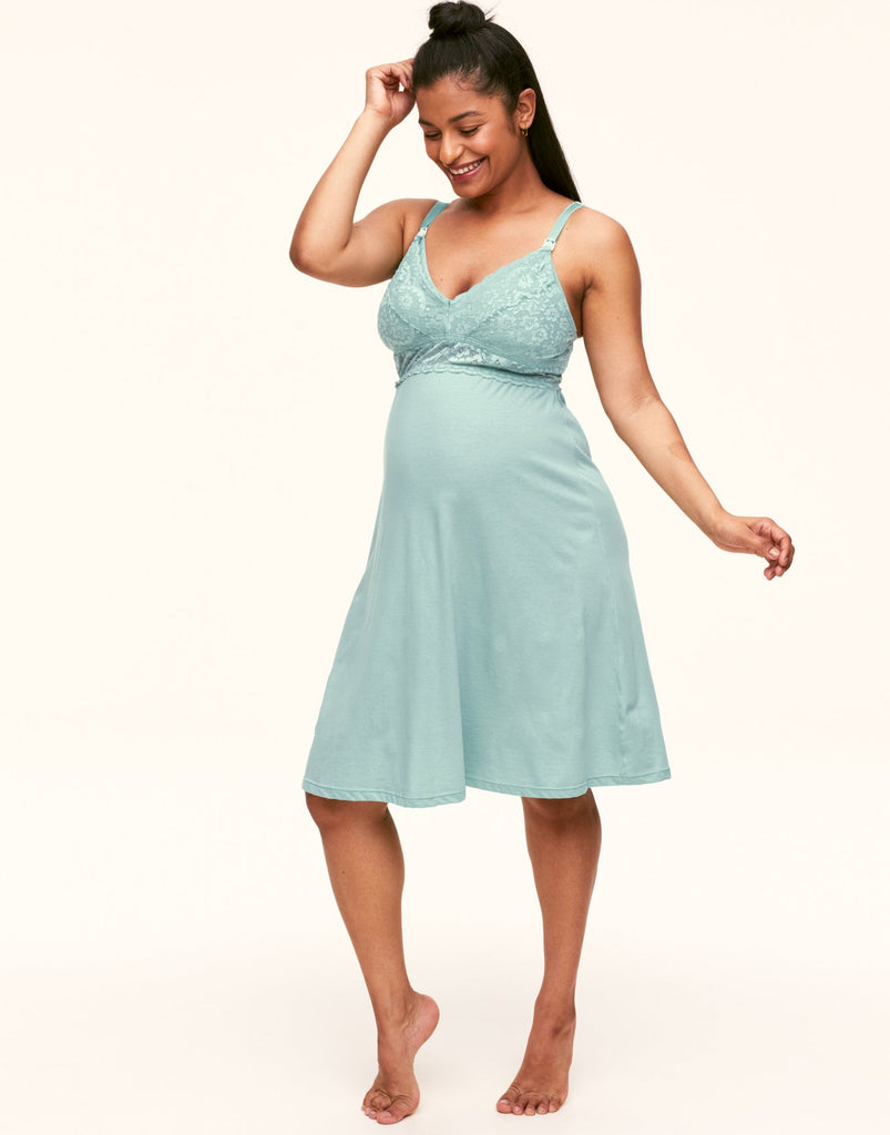 Belabumbum Rachelle Nightie Maternity & Nursing in color Surf Spray and shape slip