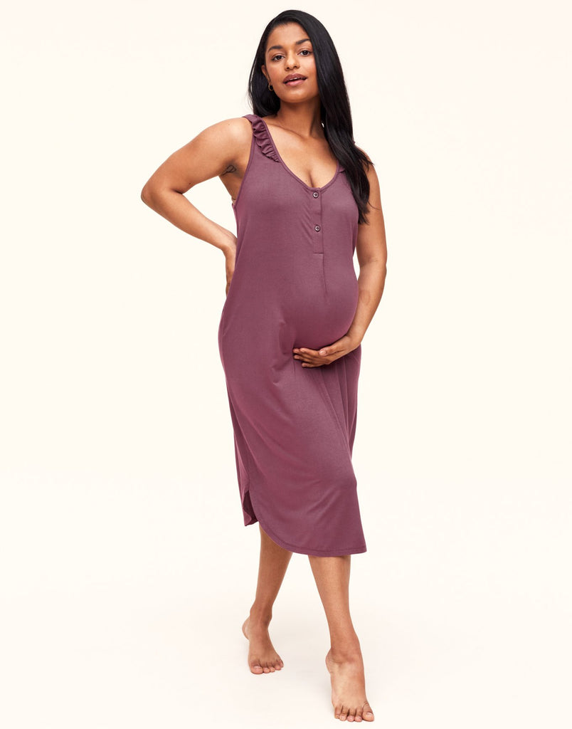 Belabumbum Colette Maternity & Nursing Dress Maternity & Nursing in color Tulipwood and shape sleepshirt